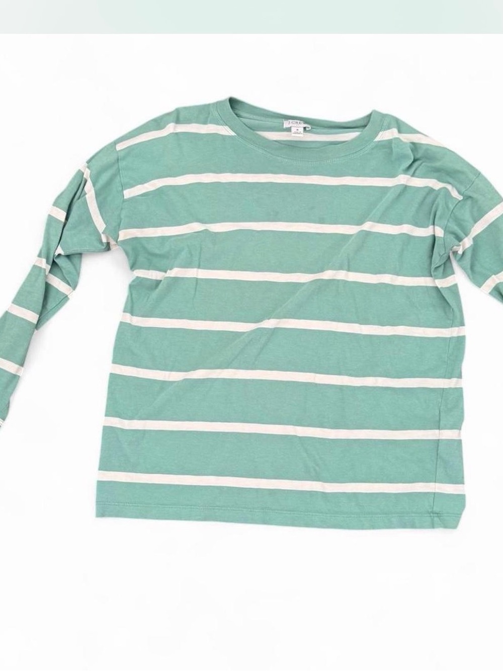 J. Crew Mint Green & White Striped Long-Sleeve Tee